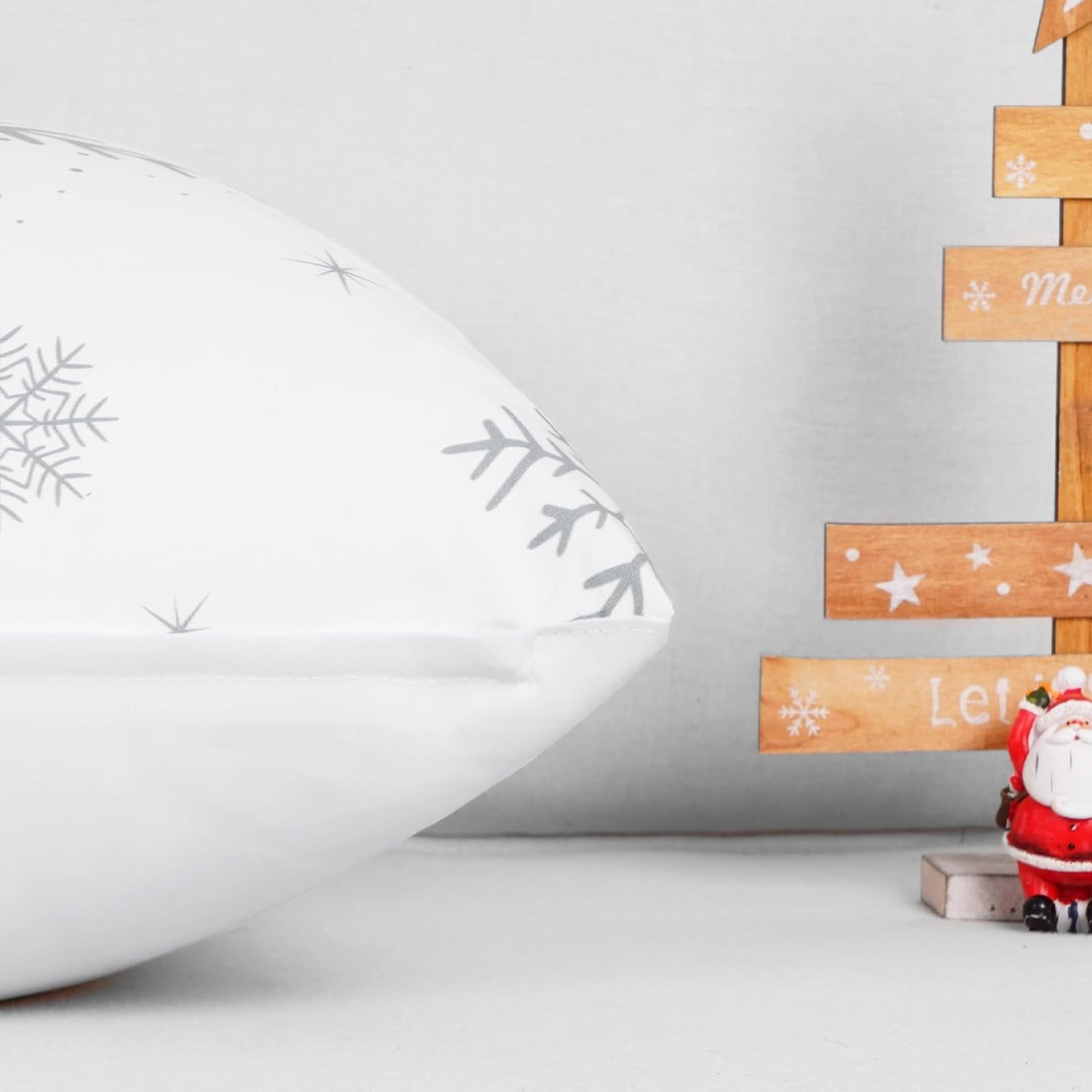 BLEUM CADE Christmas Pillow Covers 18 x 18 Inch,White and Grey Snowflake Throw Pillow Covers Set of 4 Xmas Elk Snowflake Cushion Covers for Winter Holiday