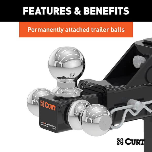 10,000 lbs. 5-3/4 in. Drop Adjustable Trailer Hitch Tri-Ball Mount with 1-7/8 in. 2 in. & 2-5/16 in. Balls (2 in. Shank)