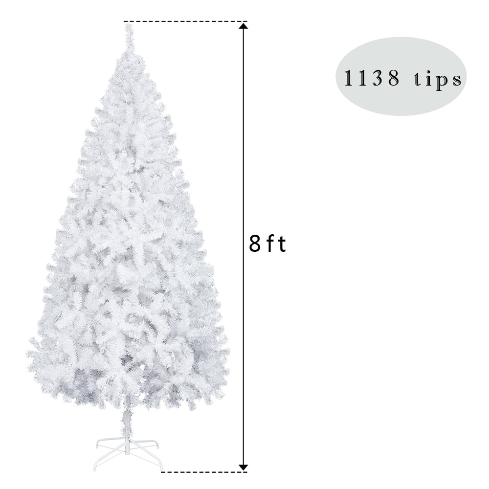 SetSail 8ft Sonw Flocking Tied Light Christmas Tree 1349 Tips Branches, Christmas Decor Xmas Tree with Sturdy Metal Base