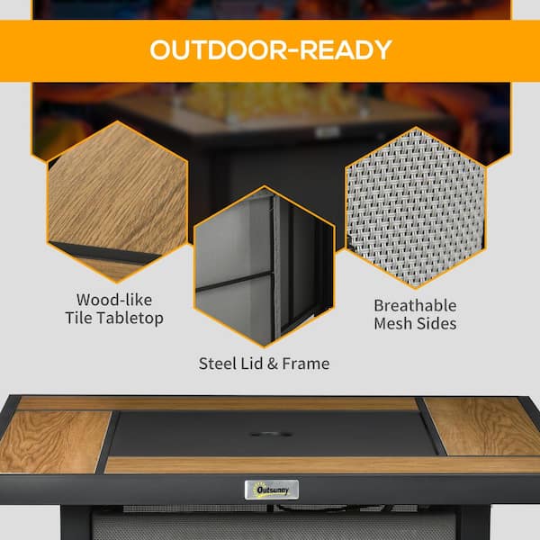 Metal Outdoor Fire Pit Table with Lid