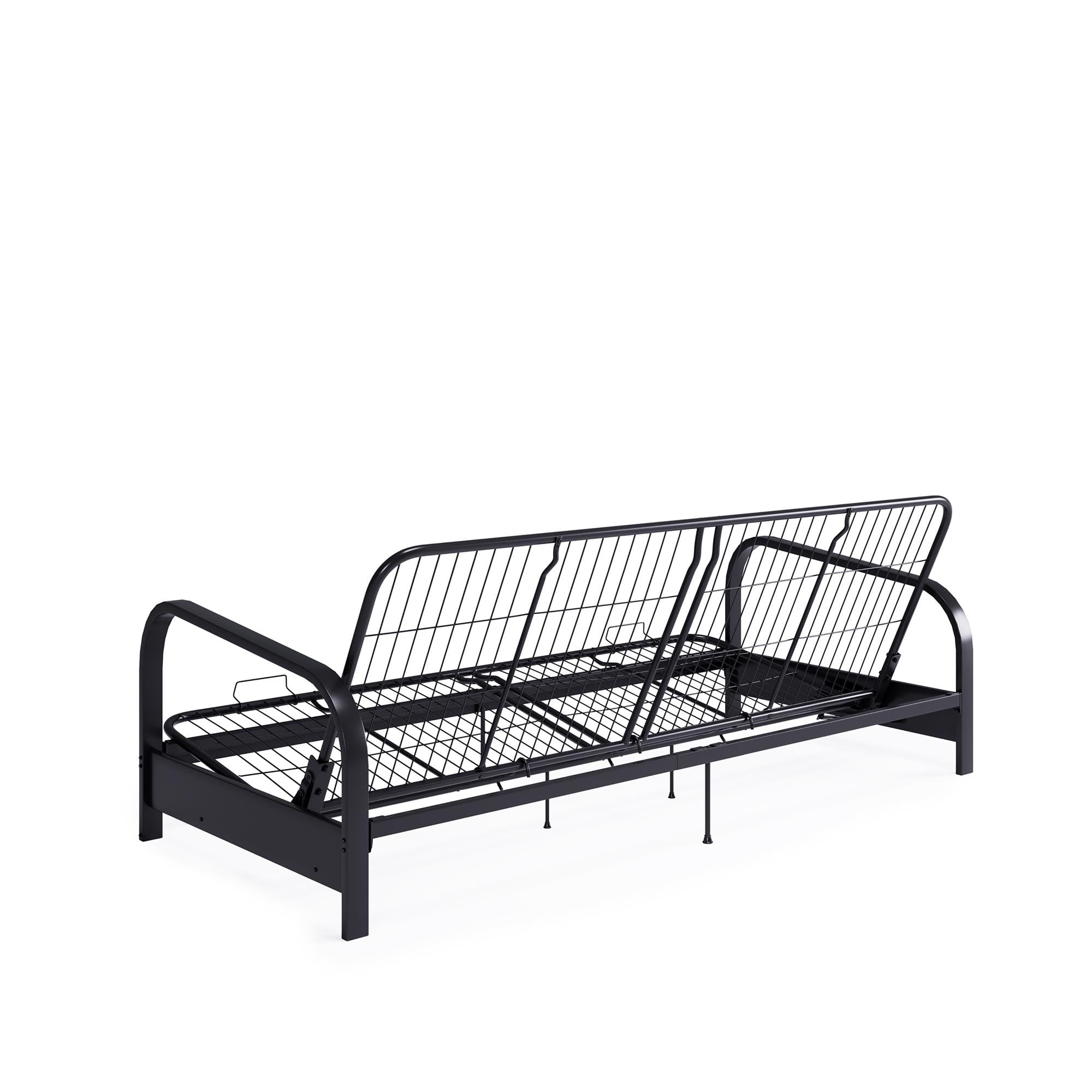 DHP College Metal Arm Futon, Black Frame with Gray Mattress