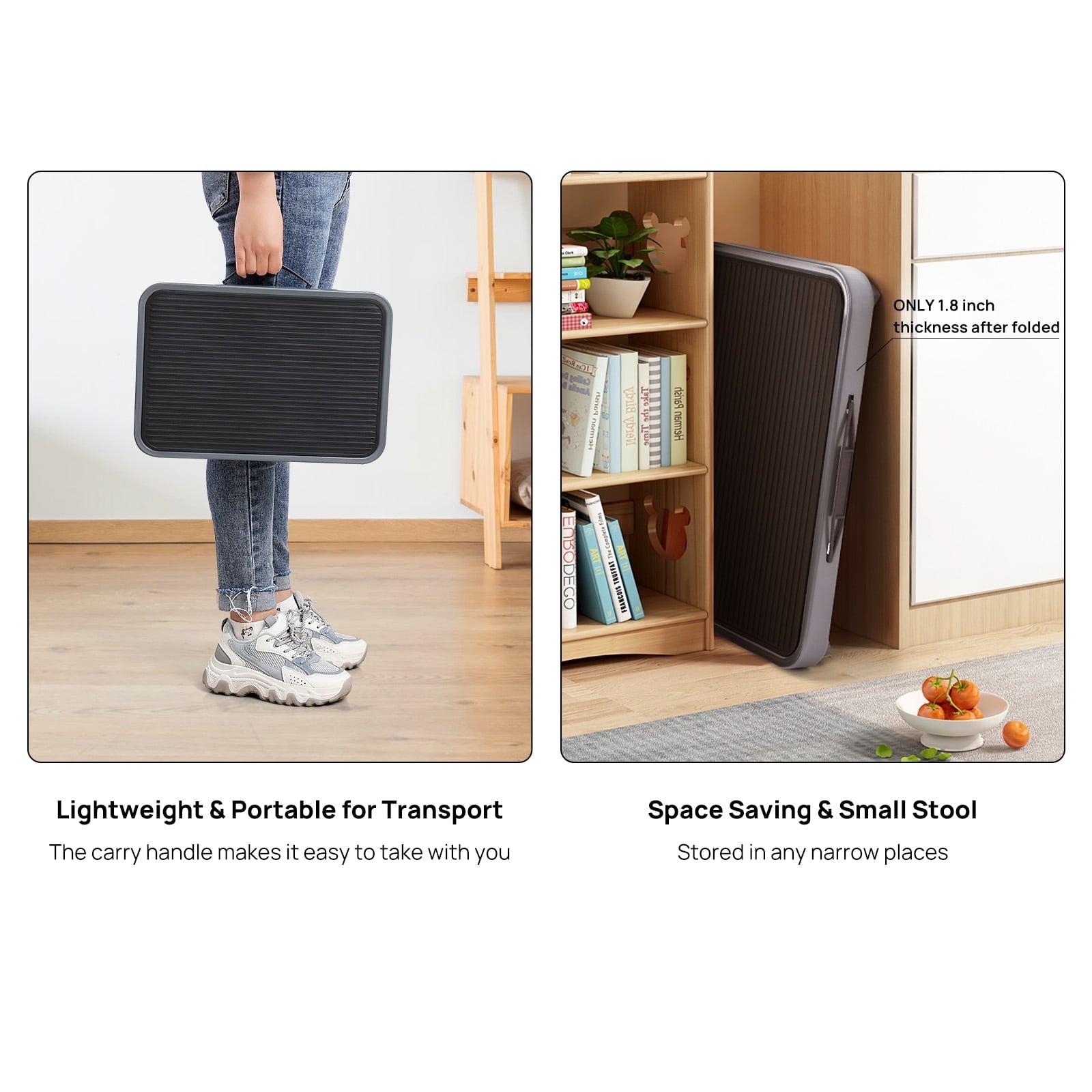 Ollieroo Portable Step Stool Lightweight Folding Steel Step Ladder with Non Skid Rubber Platform One Step 330- Pound Capacity