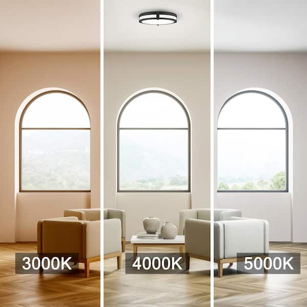 18 in. Winslow Natural Iron Integrated Selectable CCT LED Round Ceiling Light Flush Mount