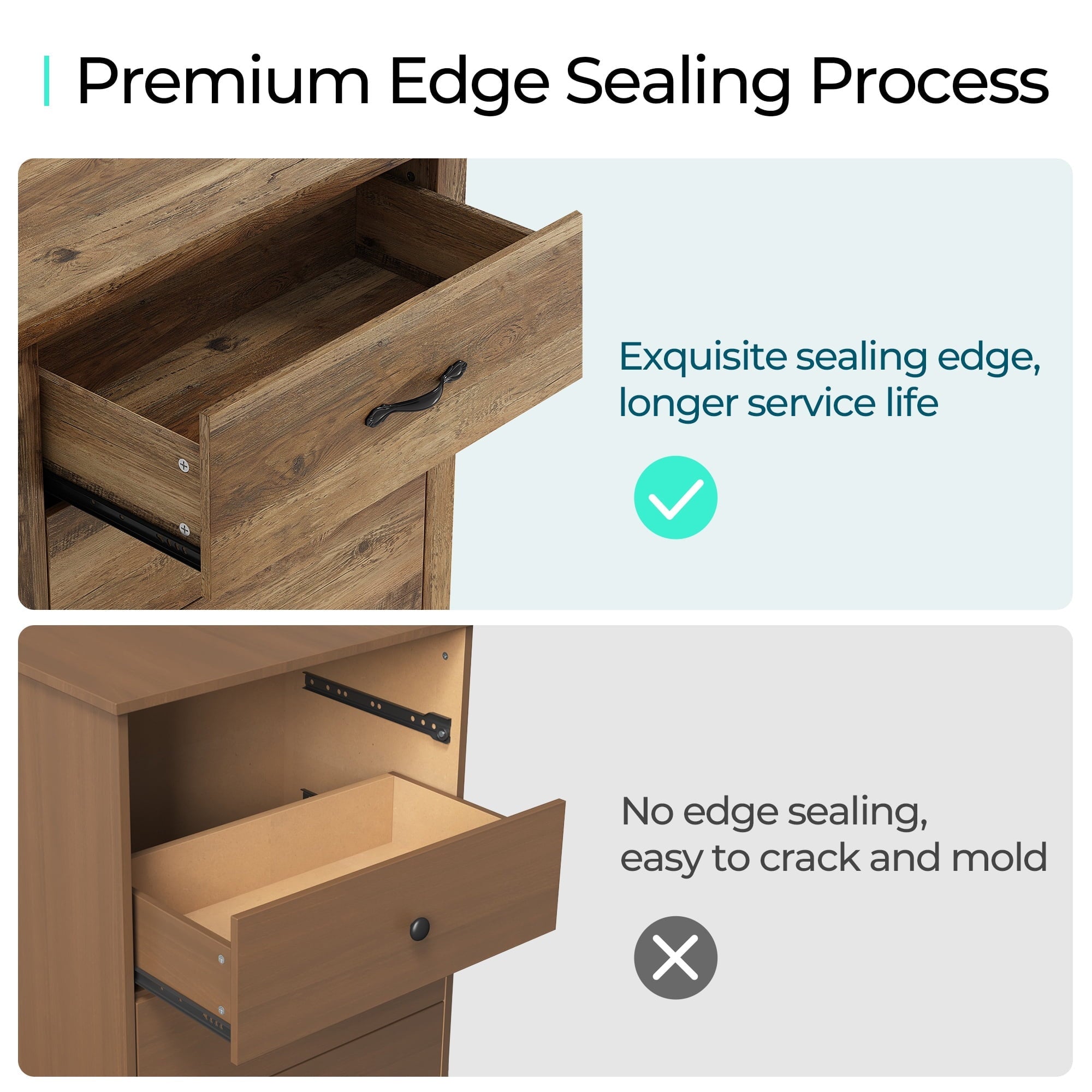 LINSY HOME Brown Dressers,Chest of 4 Drawers