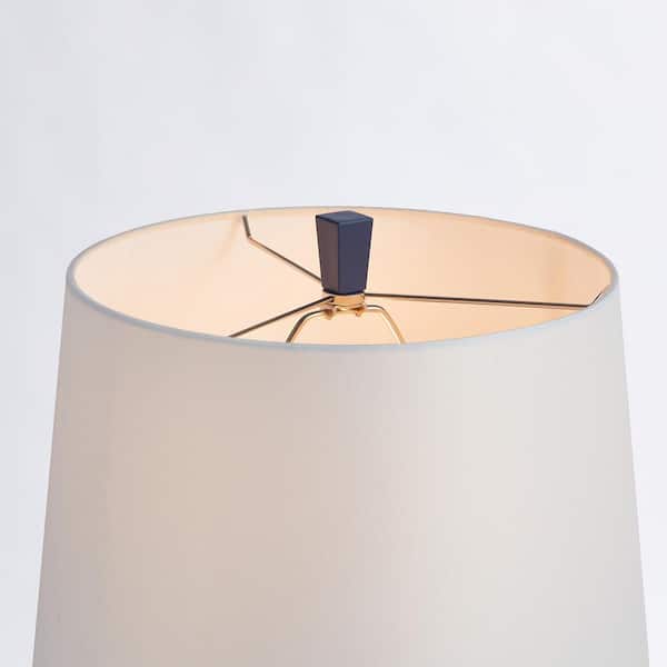 27 in. Blue Polyresin Table Lamp with Fabric Shade