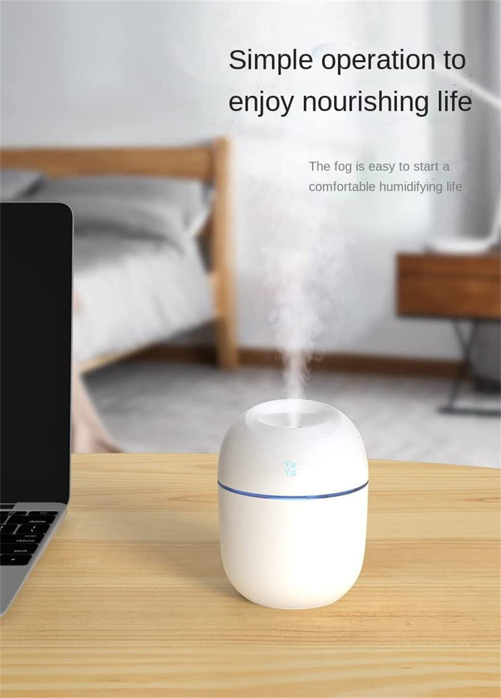 Mini Humidifier, 220ml Small Cool Mist Humidifier, USB Personal Desktop Humidifier for Baby Bedroom Travel Office Home, Auto Shut-Off, 2 Mist Modes, Super Quiet