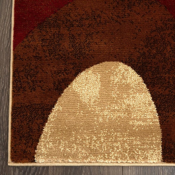 Tribeca Slade Brown/Red 8 ft. x 10 ft. Abstract Area Rug