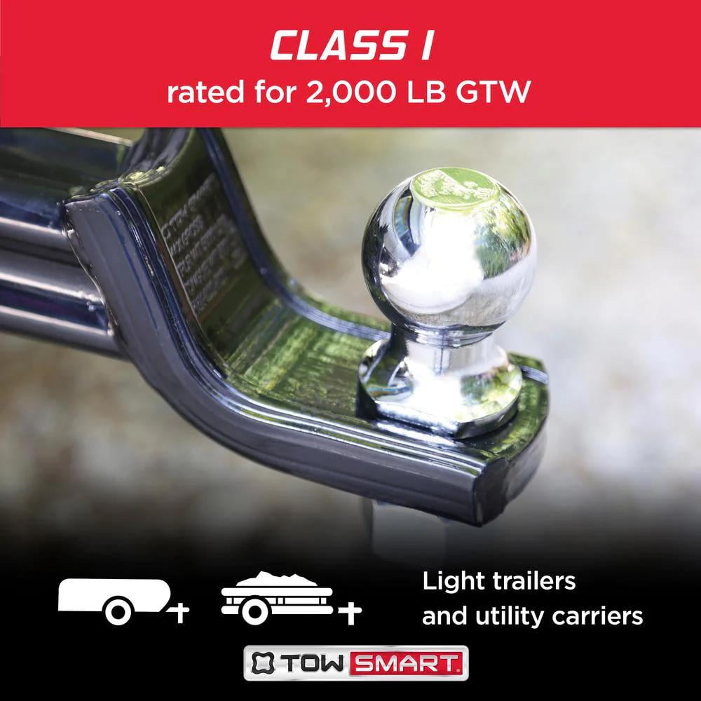 TowSmart Trailer Hitch Ball, Class I, 1-7/8in Ball, 1in x 2in Shank, 2000lb, 712, Chrome, 1 Each