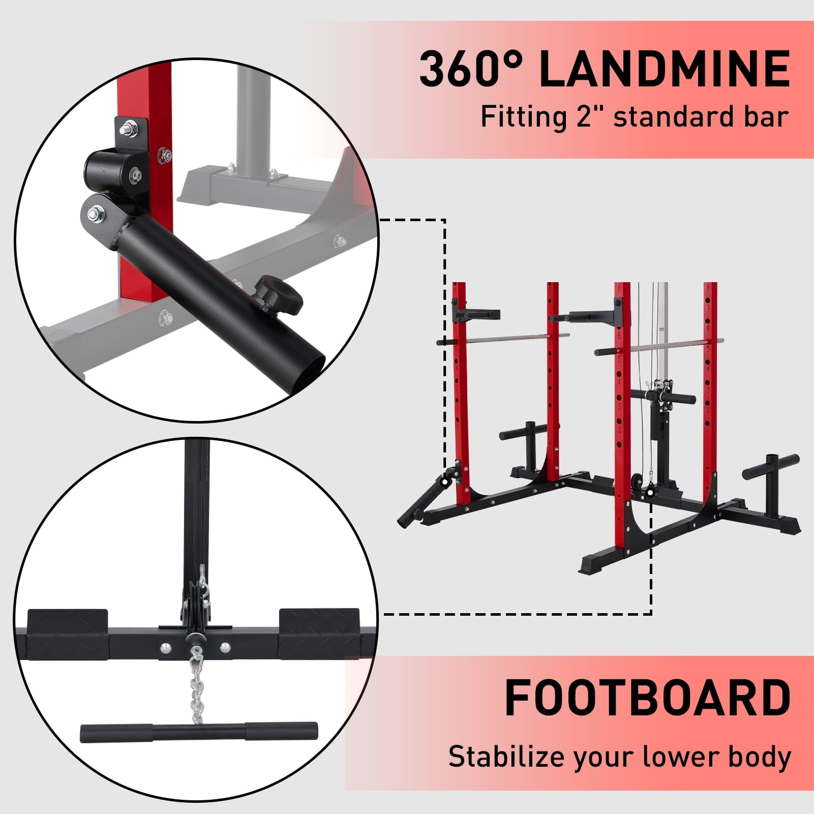 MJDB Power Cage with LAT Pulldown System,1200LBS Weight Capacity Power Rack Cage, Multi-Functional Squat Rack with 13-Level Adjustable Heights and J-Hooks, Dip Bars, Gym Equipment (Upgraded)