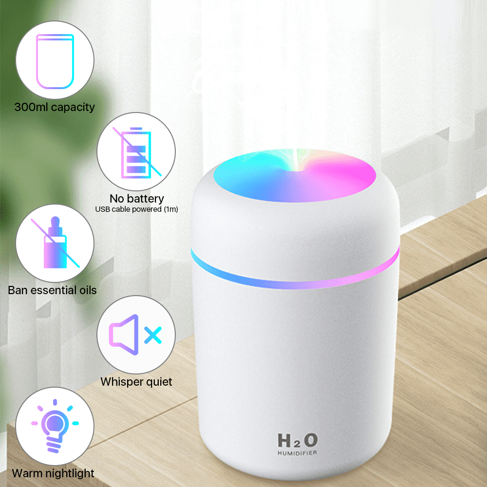 BCOOSS Cool Mist Humidifier for Room Home Baby Air Pure Vaporizer Steam Liquid with Humidifier Filter for Bedroom,White