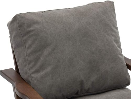Mid Century Modern Accent Armchair Grey Fabric Upholstery Solid Wood Frame