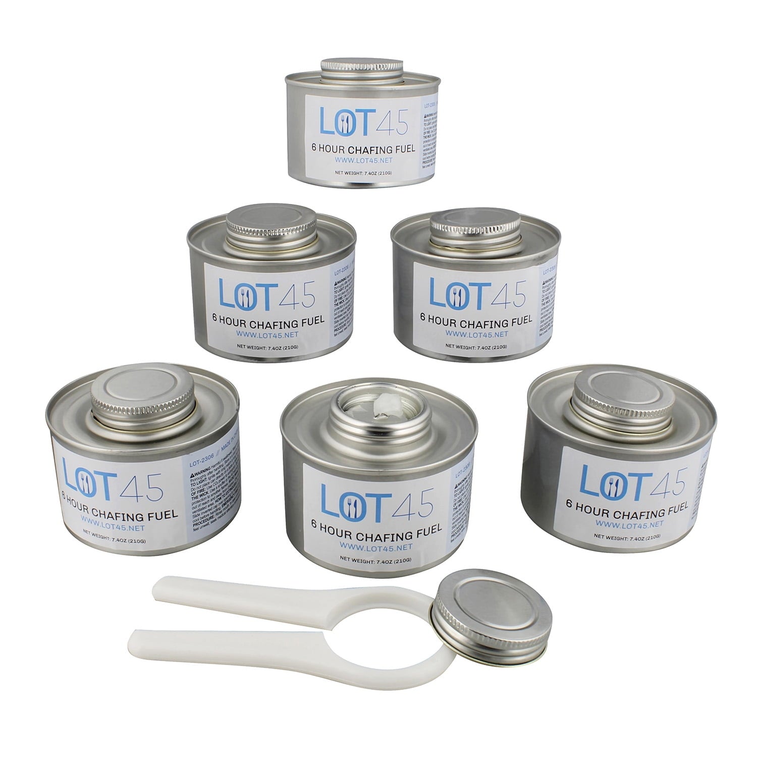 Lot45 6 Hour Cooking Fuel Wick Chafing Dish Fuel Cans Chafing Burners 6-Pack