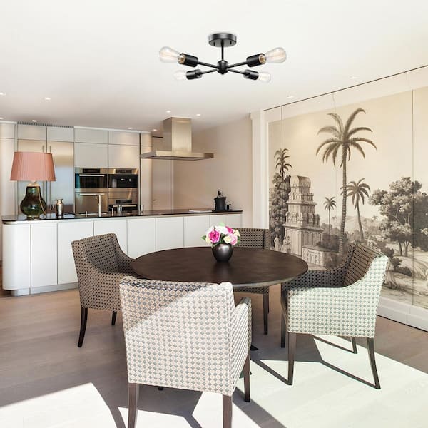 Vane 4-Light Matte Black Flush Mount Ceiling Light