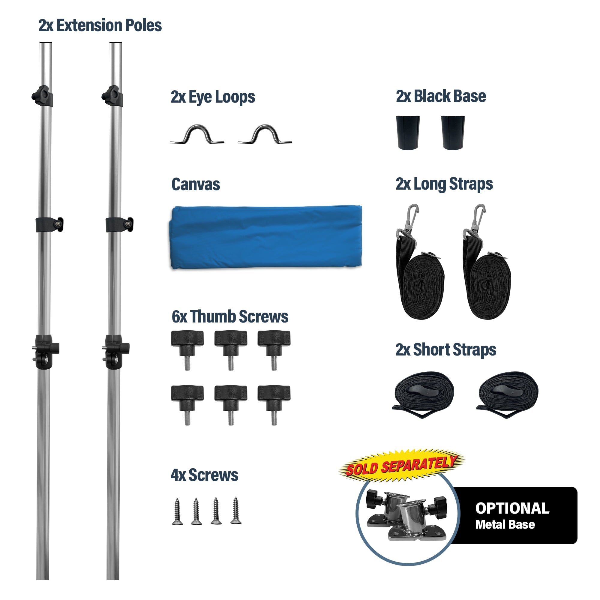 KNOX Universal T-Top Extension Bimini Tops for Boats Sun Shade Kit, Boat Shade Hard Top Boat Cover Canopy Adjustable Poles, Marine 900D Canvas, Adjustable Height, 67