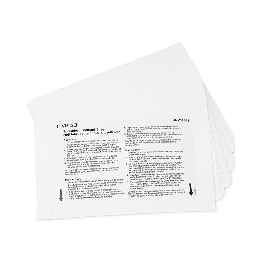 Universal RS-SLS-02 5.5 in. x 2.8 in. Shredder Lubricant Sheet (24 Sheets/Pack)