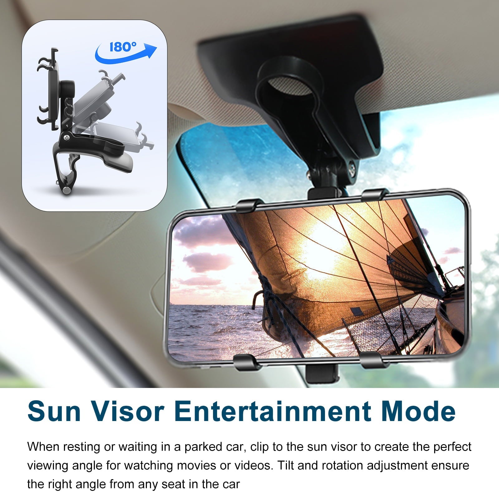 Car Phone Holder Mount, EEEkit Dashboard Phone Car Mount, 360 Degree Rotation Dashboard Cell Phone Holder, Cell Phone Car Clip Mount Stand Fit for iPhone, Galaxy Smartphones