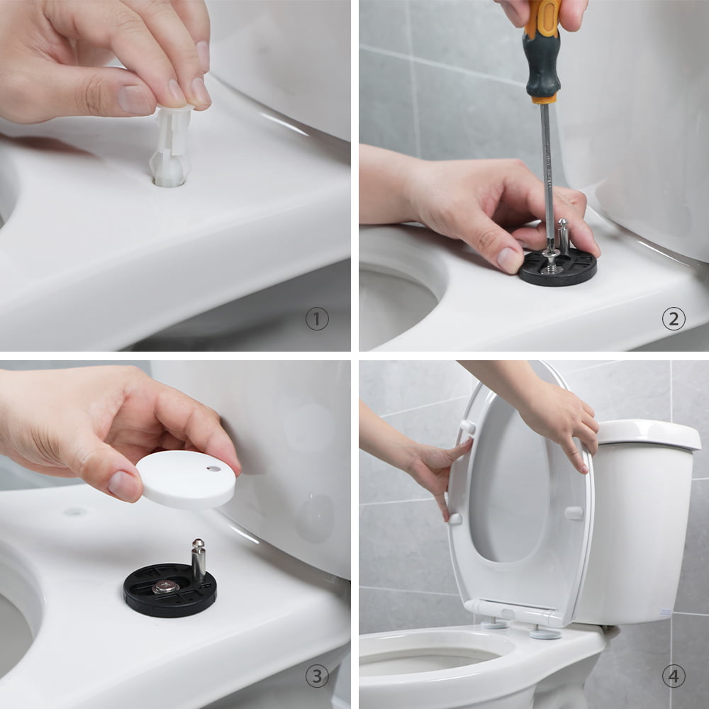 R&T Elongated Toilet Seat Soft Slow Close with Built-in Night Light White Plastic