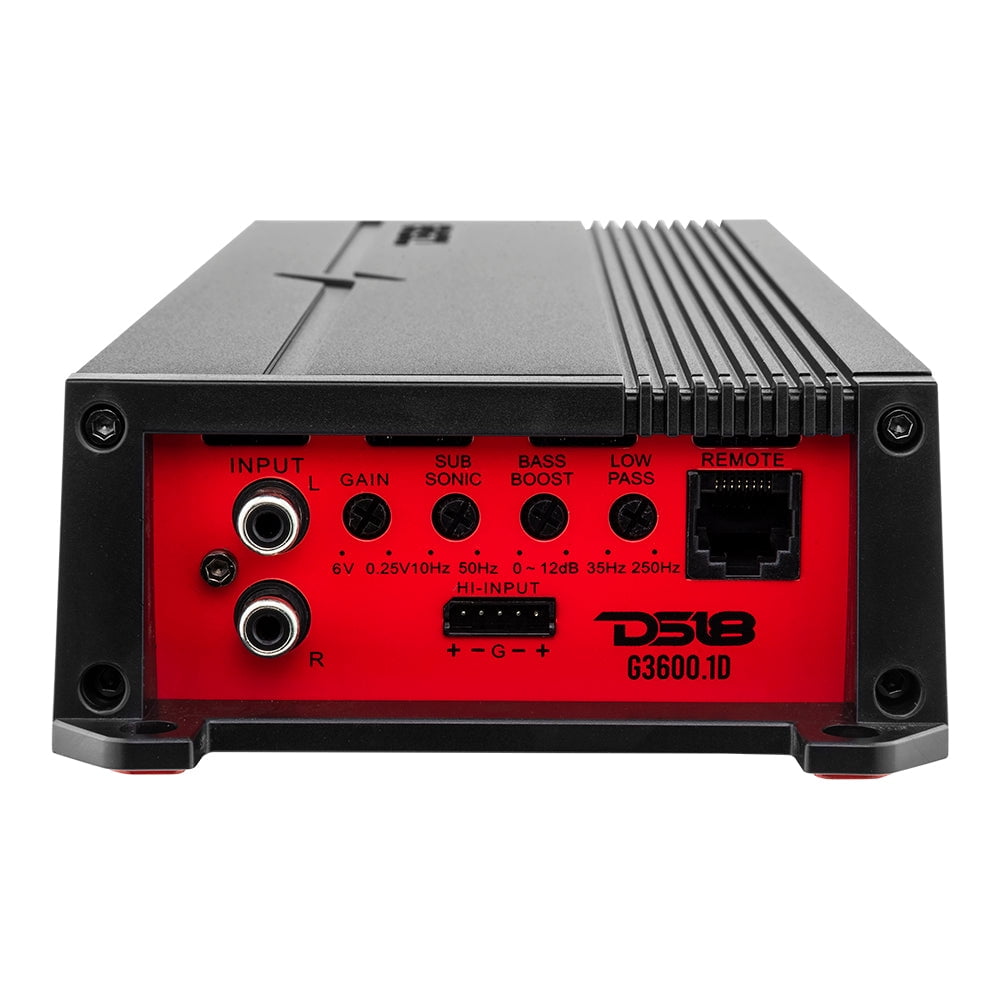 DS18 G3600.1D GEN-X 3,600-Watt-Max Monoblock Class D Amp with Wired Bass Knob