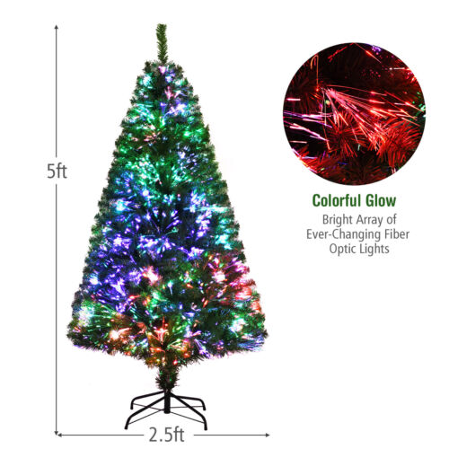 5 FT Pre-lit Artificial Christmas Tree Fiber Optic Xmas Tree Holiday Decor