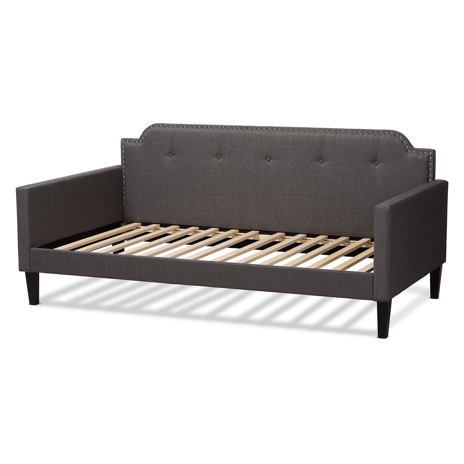 Baxton Studio Packer Modern and Contemporary Grey Fabric Upholstered Twin Size Sofa Daybed