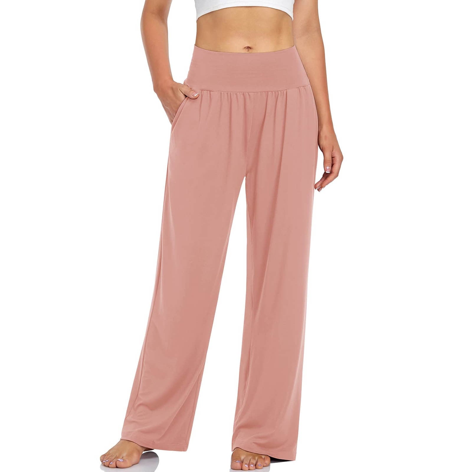 Mikilon Women's Casual Loose Wide Leg Cozy Pants Yoga Sweatpants Comfy High Waisted Sports Athletic Lounge Pants With Pockets Womens Yoga Pants Plus Size on Sale