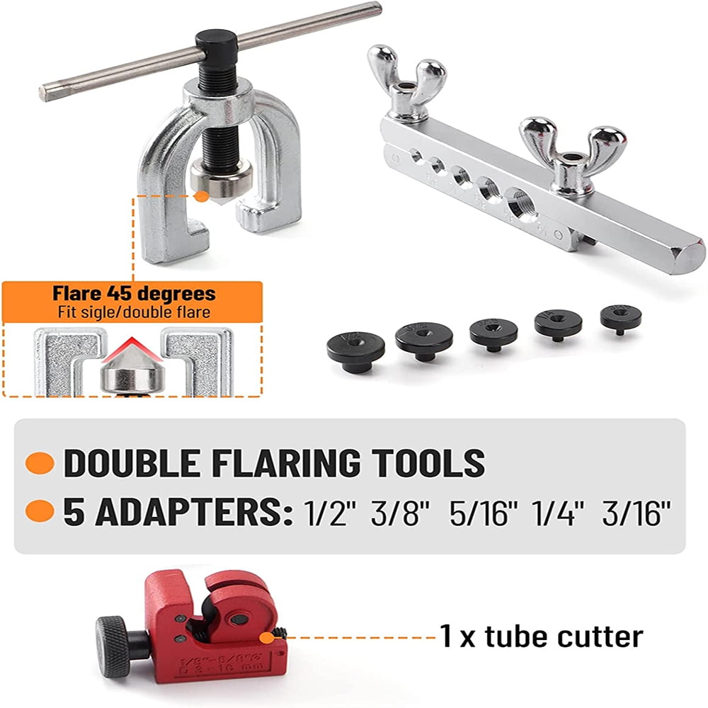 3/16 Copper Coated Car Brake Line Kit + Brake Line Double & Single Flaring Tool Kit, 25 ft