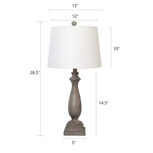 Salem 27 in. Gray Table Lamp Set With USB (2-Pack)