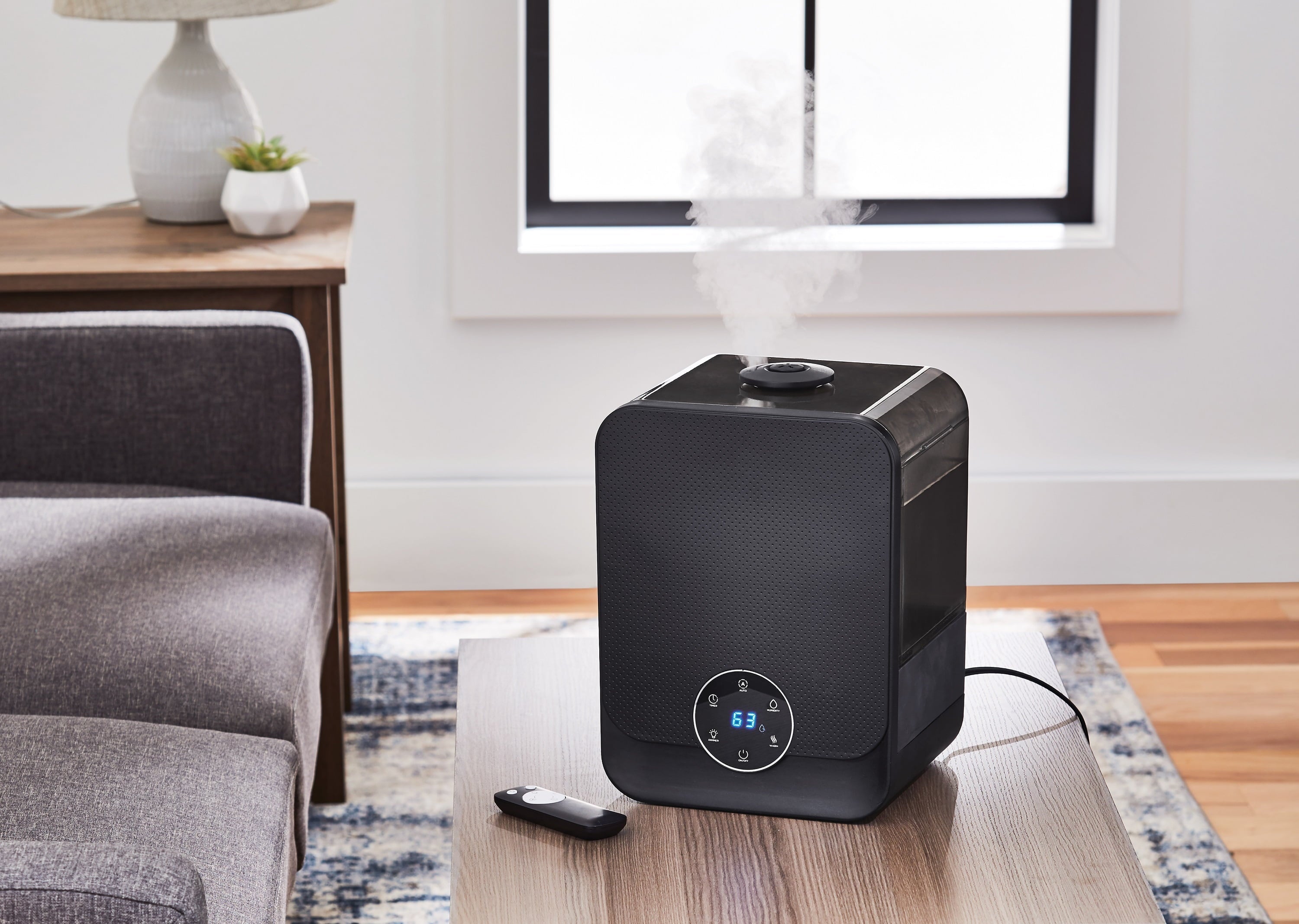 Better Homes & Gardens 1.6 Gal Ultrasonic Warm/Cool Mist Humidifier with Remote, Black