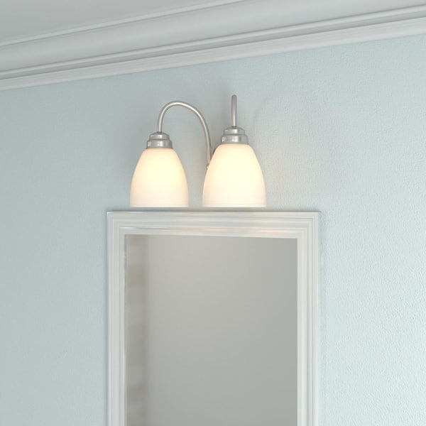 Hamilton 2-Light Brushed Nickel Vanity Light with Frosted Glass Shades