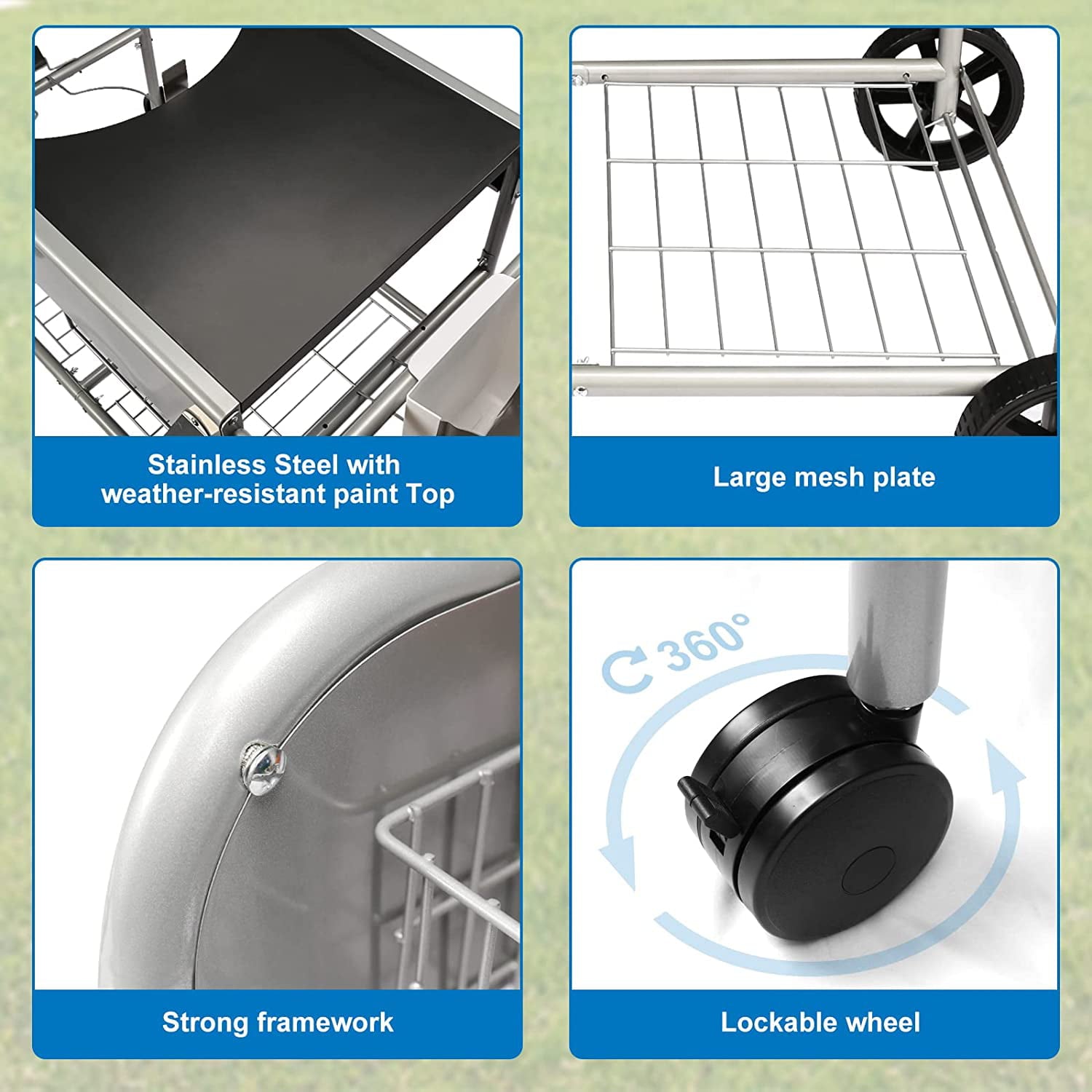 Grill Stand Cart for Weber Kettle 22