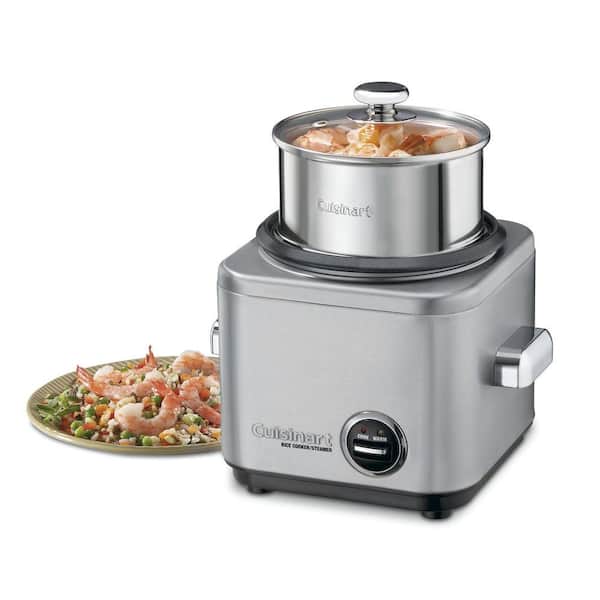 4-Cup Stainless Steel Rice Cooker with Non-Stick Interior