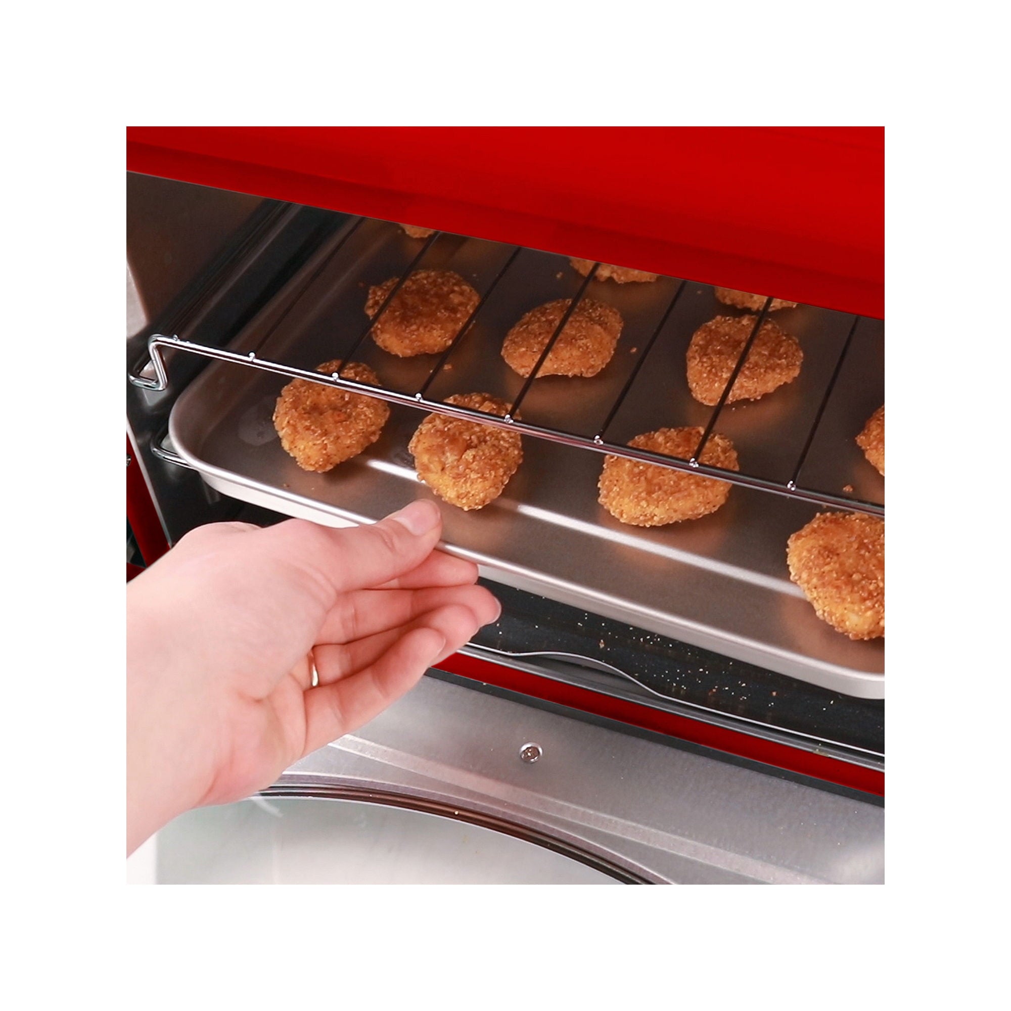 Nostalgia RTOV2RR Large-Capacity 0.7-Cu. Ft. Capacity Multi-Functioning Retro Convection Toaster Oven, Retro Red