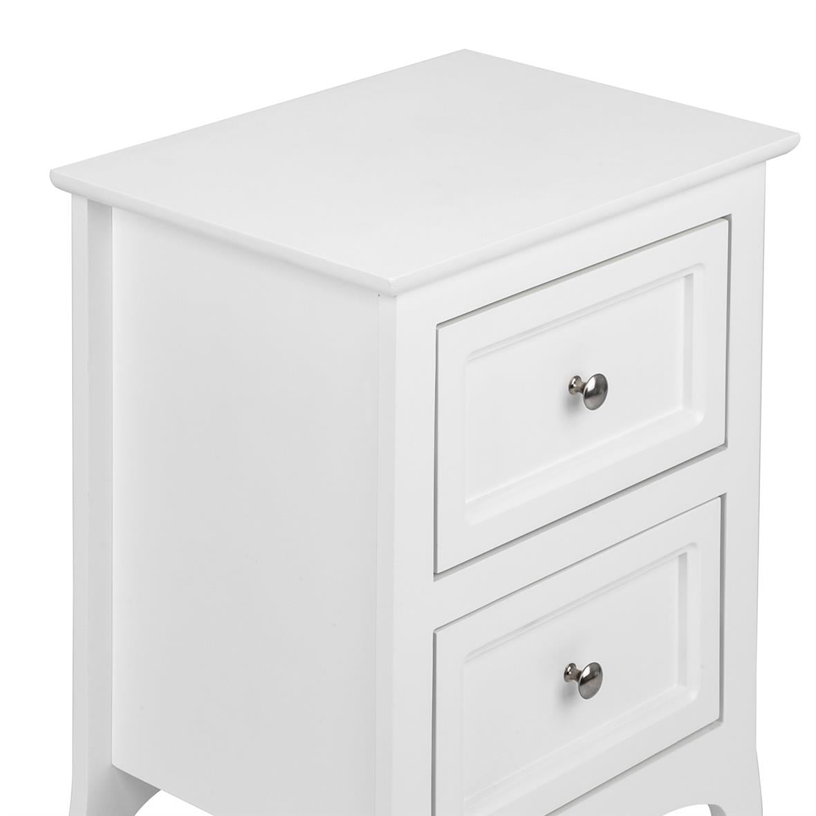 UBesGoo Nightstand End Table with 2 Drawer,White Finish