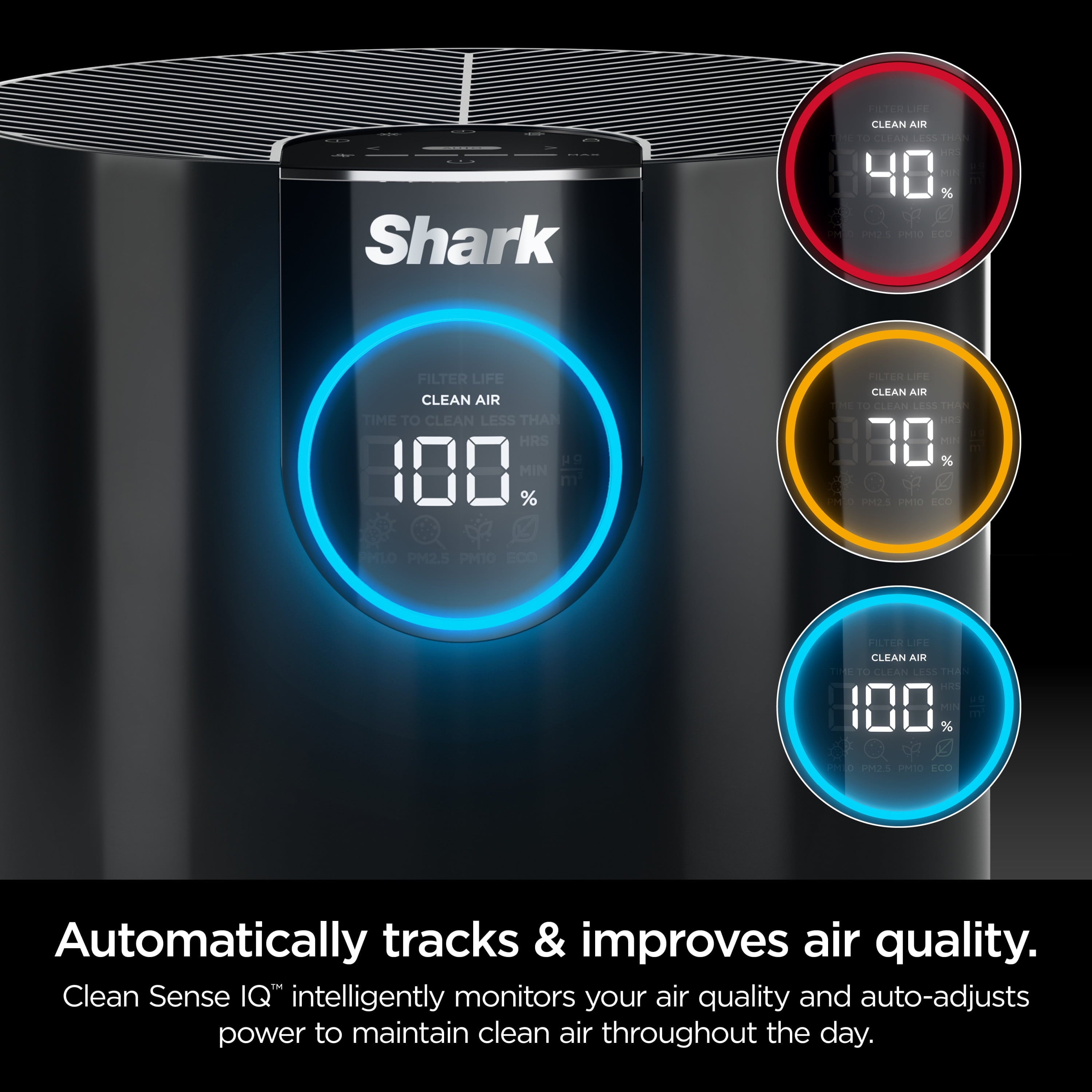 Shark Air Purifier with Nanoseal HEPA, Cleansense IQ, Odor Lock, Cleans up to 500 Sq. ft, Charcoal Grey, HP100