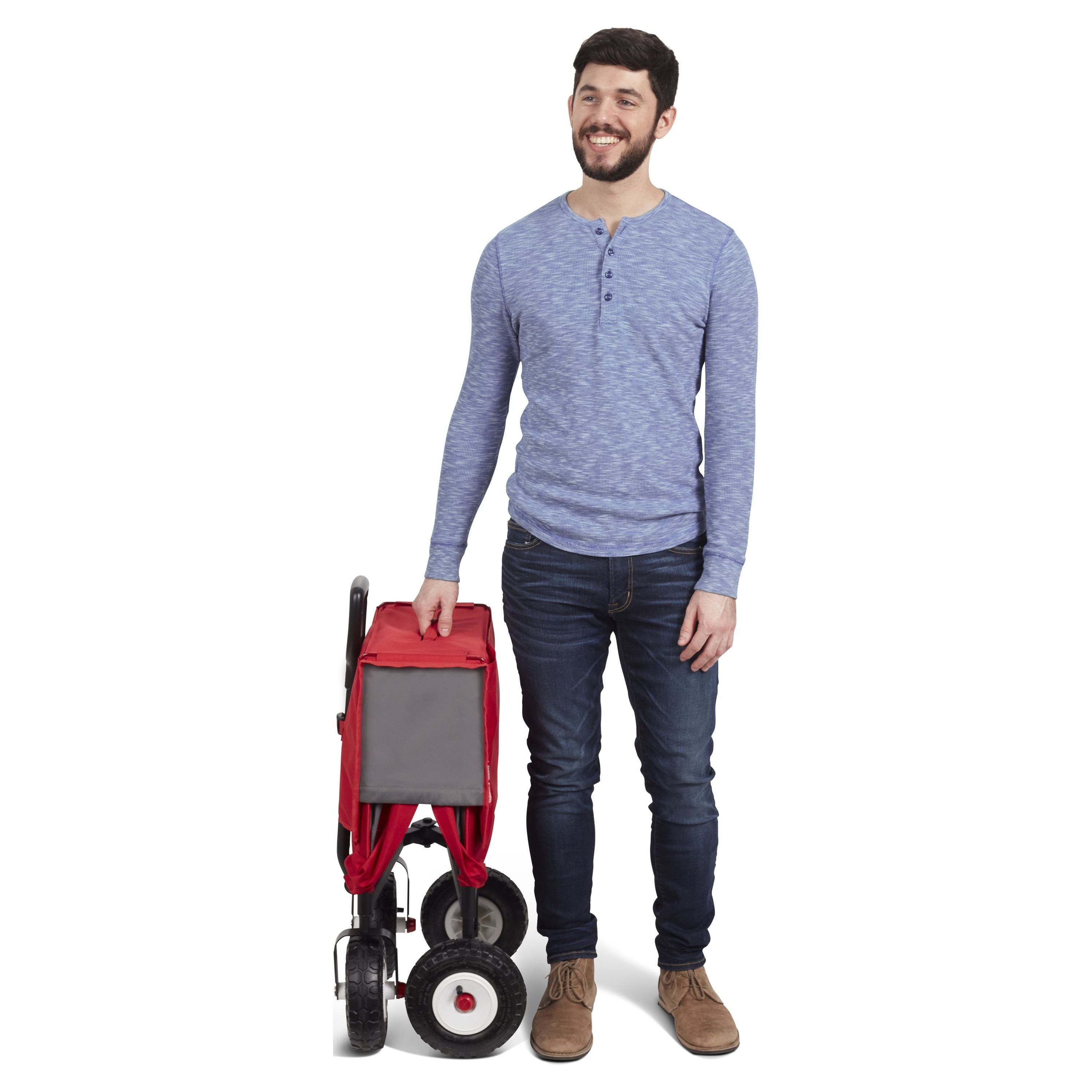 Radio Flyer, 3-in-1 All-Terrain EZ Fold Wagon with Canopy, Red and Gray, Air Tires