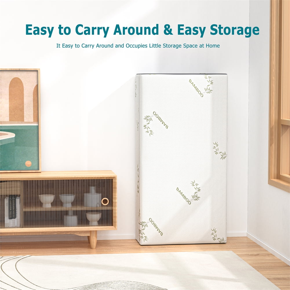 4 Inch Folding Mattress, Portable Trifold Gel Memory Foam Fold Mattresses, Guest Bed, Queen