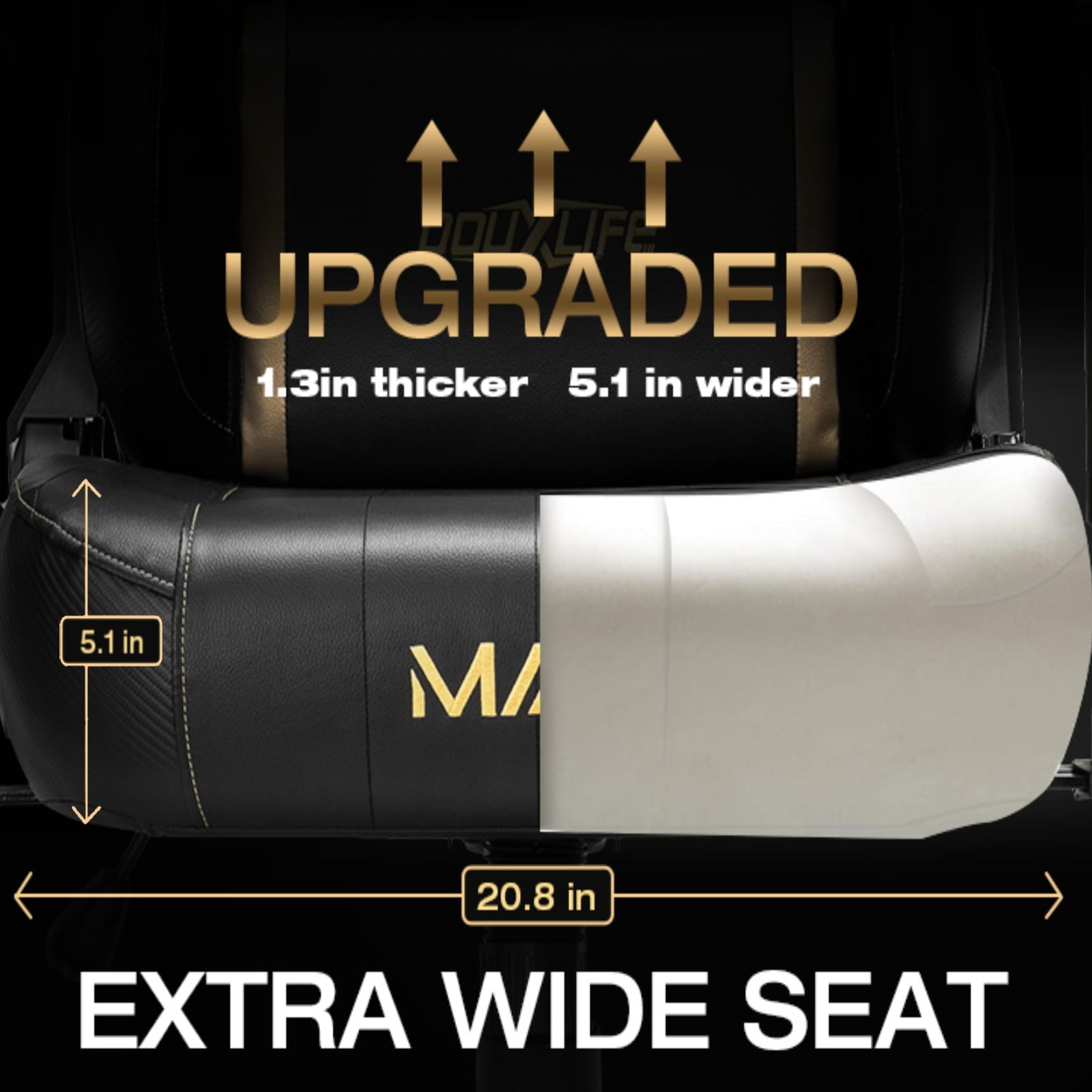 Douxlife Big&Tall Heavy Duty Gaming Chairs for Adults 400 lbs, Ergonomic Office Computer Comfy Gaming Chair, Executive Wide Seat High Back Office Chair