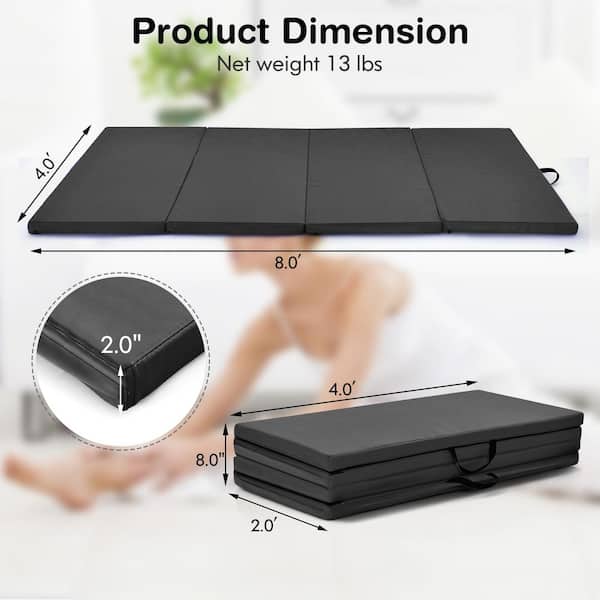 Black 48 in. x 96 in. x 2'' Gymnastics Mat Thick Folding Panel Aerobics Exercise Gym Fitness (32 sq.ft.)