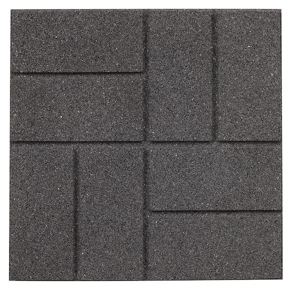 16 in. x 16 in. Gray Dual-Sided Rubber Paver (9-Pack)