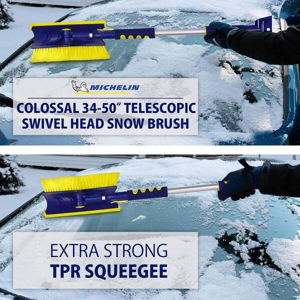 Colossal Extendable 34 in. to 49 in. Swivel Head Snow Brush with Ice Scraper and Squeegee (2-Pack)