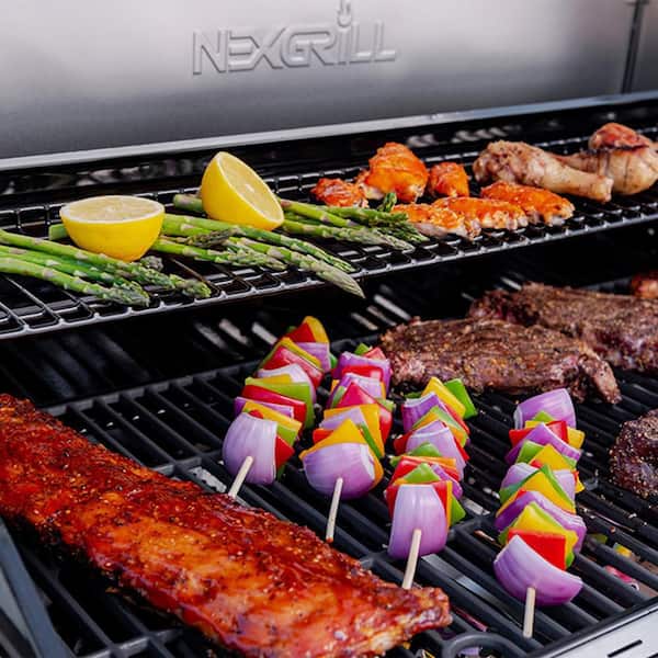 5-Burner Propane Gas Grill in Stainless Steel and Black with Side Burner