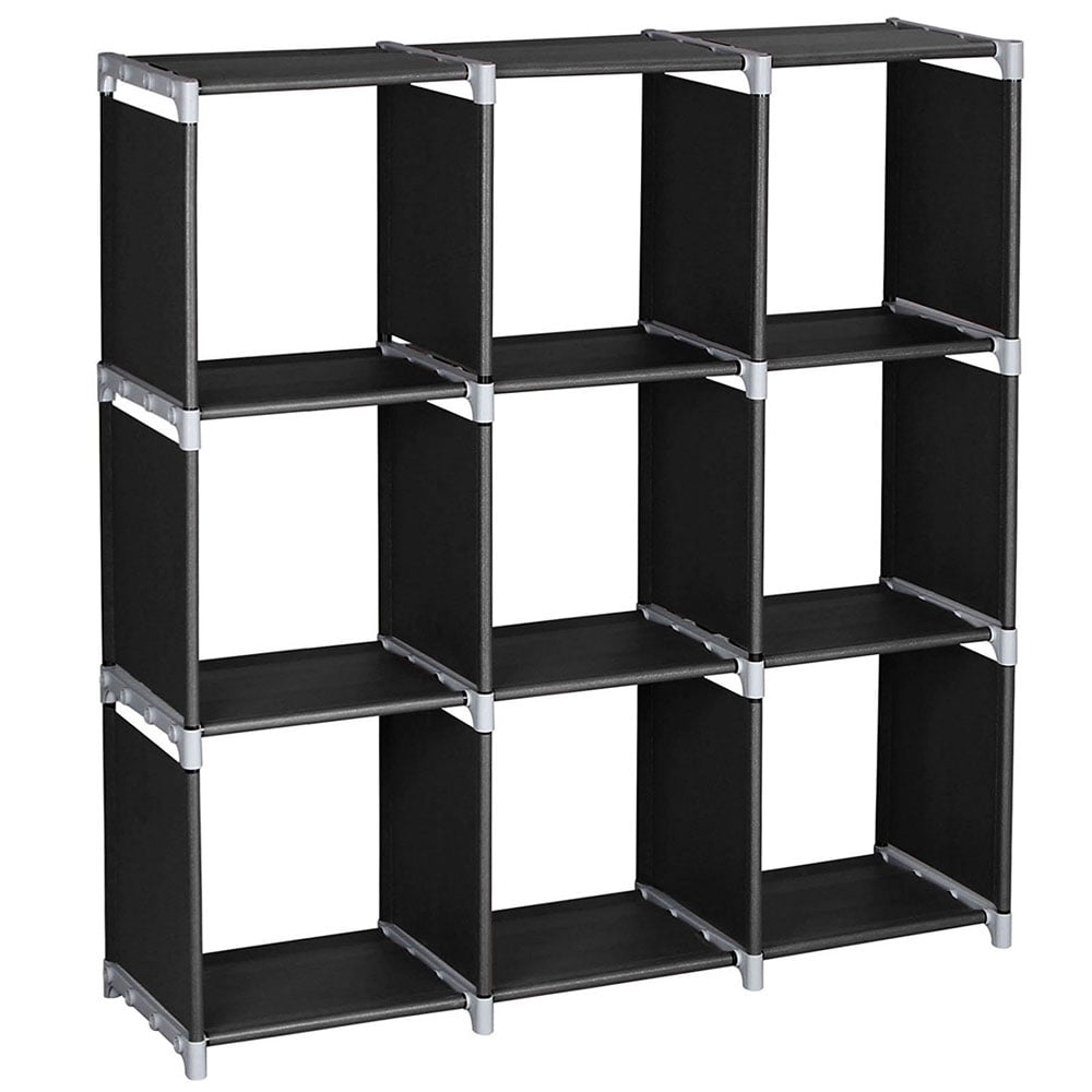 Lowestbest Cube Storage Organizer, Book Shelf 9 Cube Storage Unit for Clothes, Plastic Cube Storage Shelves for Bedroom Living Room Office, Black