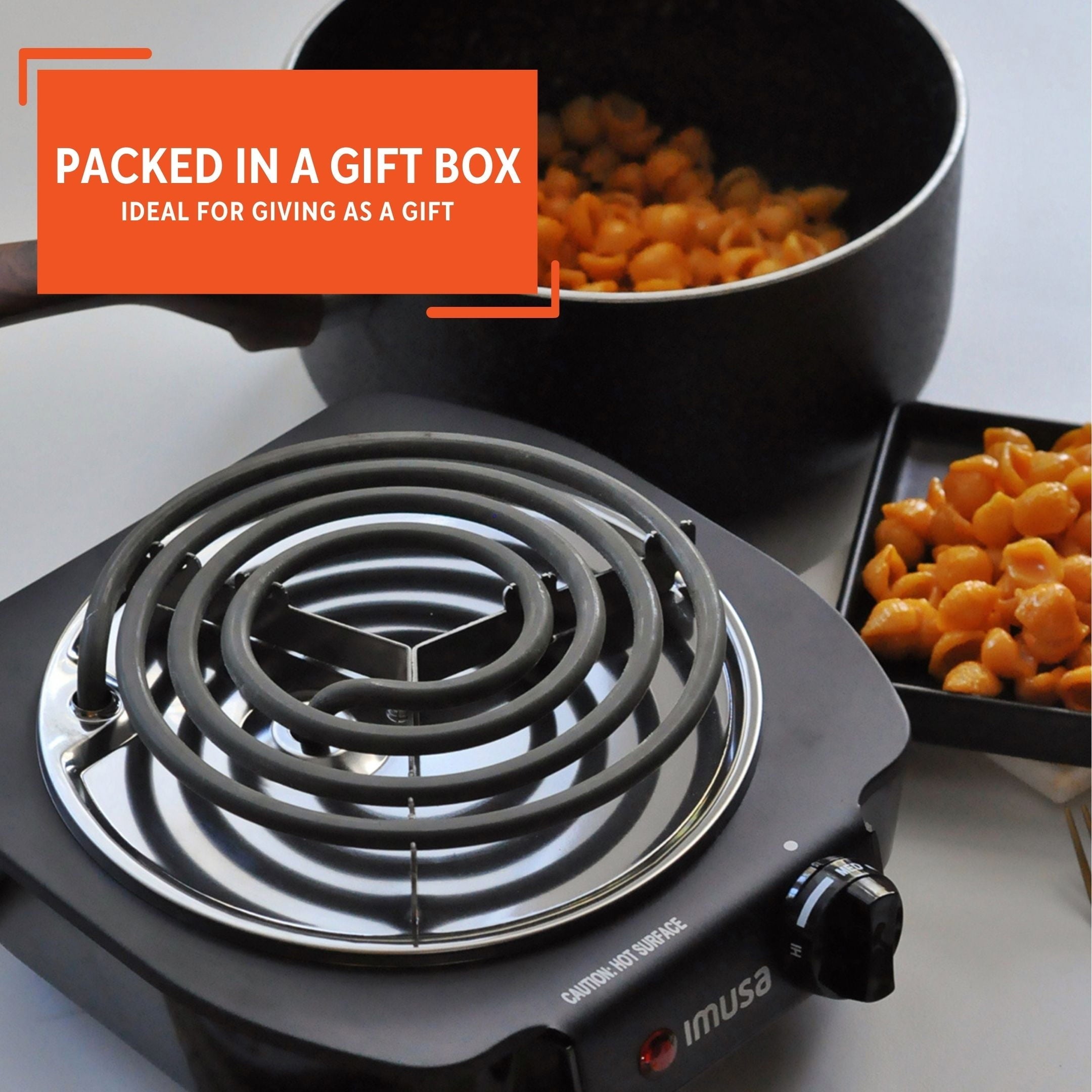 Imusa Electric Single Black Burner with Temperature Knob, 2.1 lbs