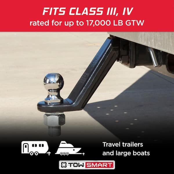 Class 4 17,000 lb. 4 in. Drop, 3 in. Rise, 1-1/4 in. Shank Forged Steel Reversible Trailer Hitch Ball Mount