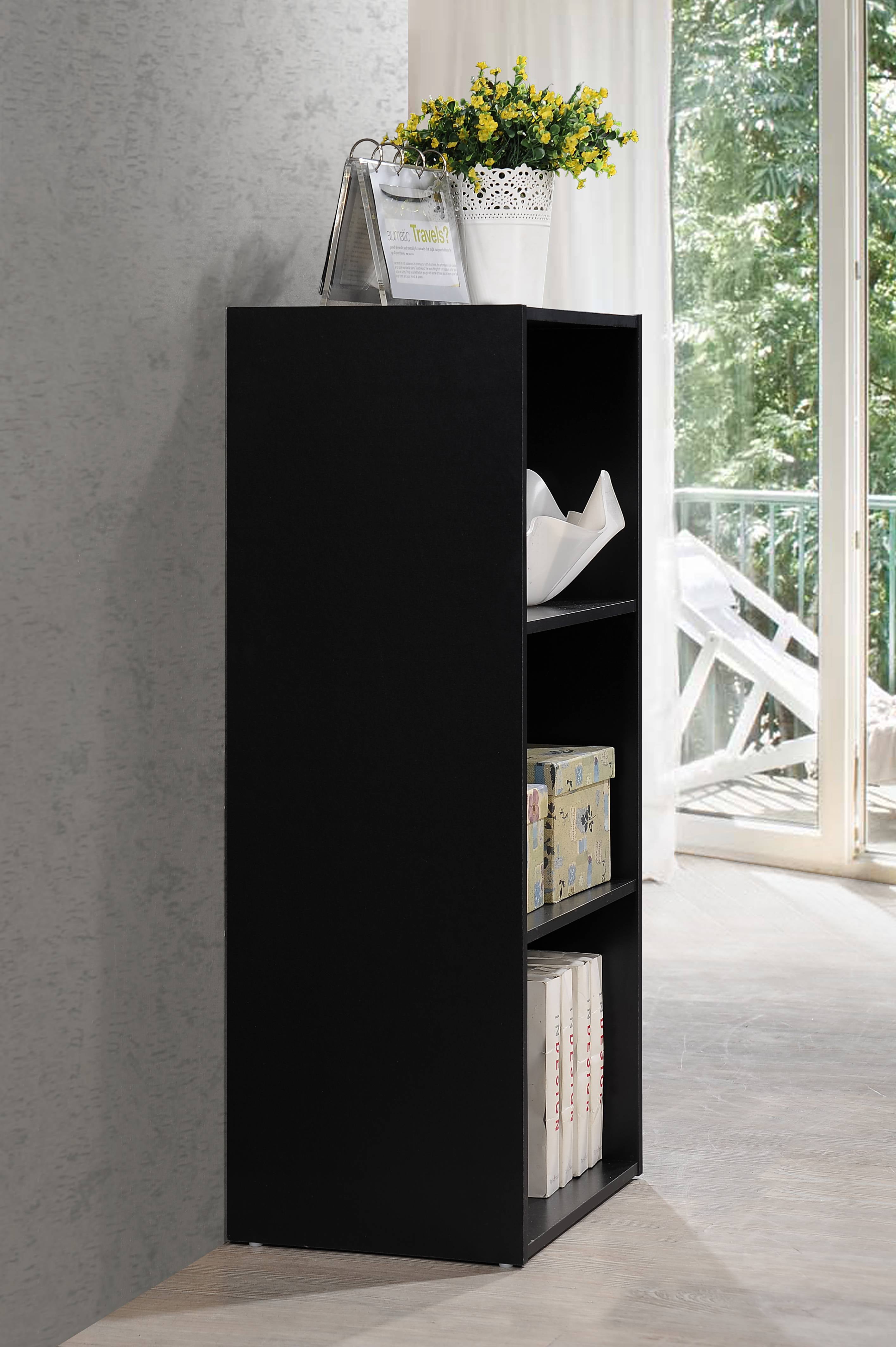 Hodedah 3-Shelf Bookcase in Black