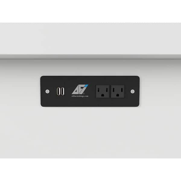 Sydney Queen White Wood Murphy Bed Chest with Mattress, Storage and Built-in Charging