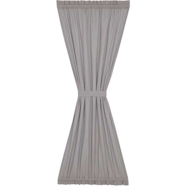 Burlap Dove Grey 40 in. W x 72 in. L Cotton Light Filtering Rod Pocket Farmhouse French Door Window Curtain Panel