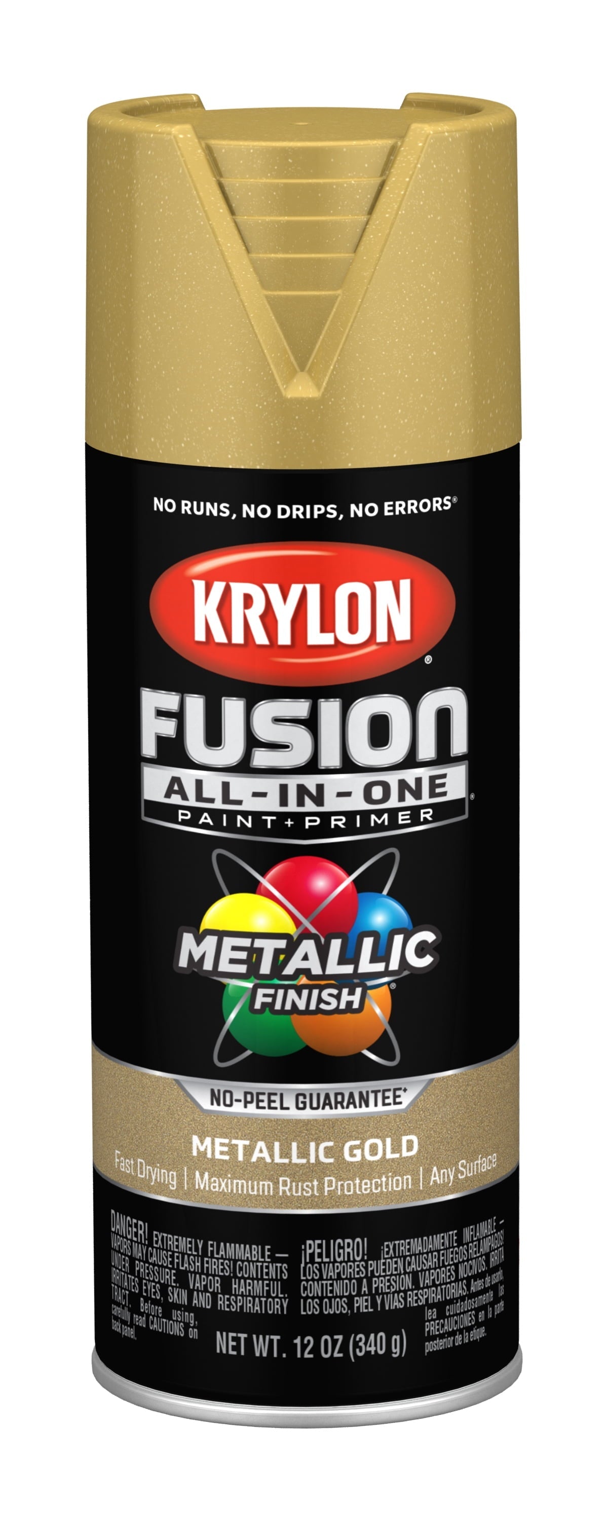 Krylon K02770007 Krylon Fusion All-In-One Metallic Gold Metallic 12 oz Spray Paint, Multi-Surface, (1 Piece, 1 Pack)