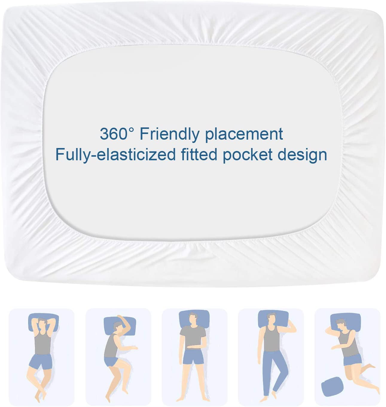 Fitted Microfiber Mattress Encasement, Full, Waterproof, Easy Care, Breathable