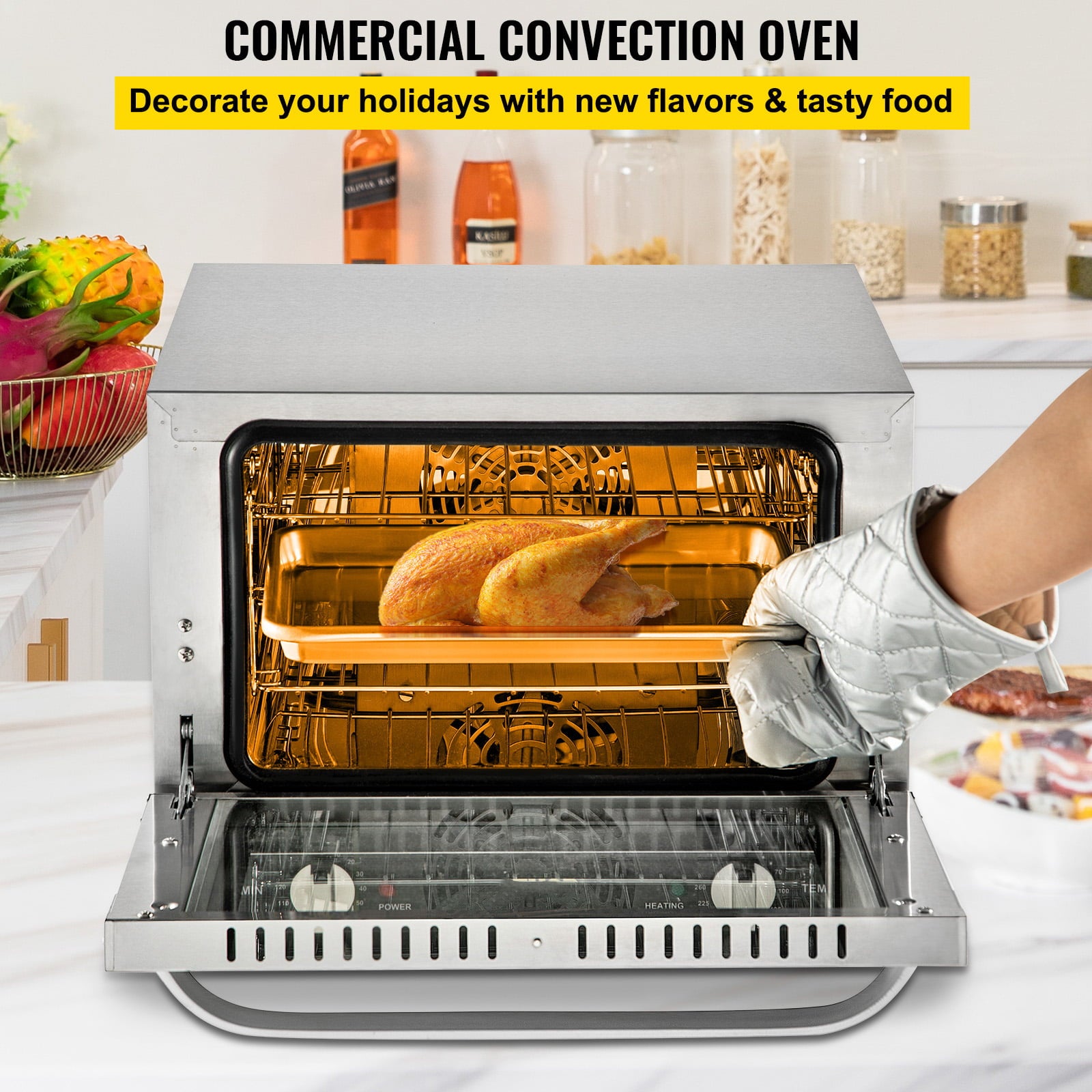 BENTISM Countertop Convection Oven Commercial Toaster Baker Stainless 19Qt 120V